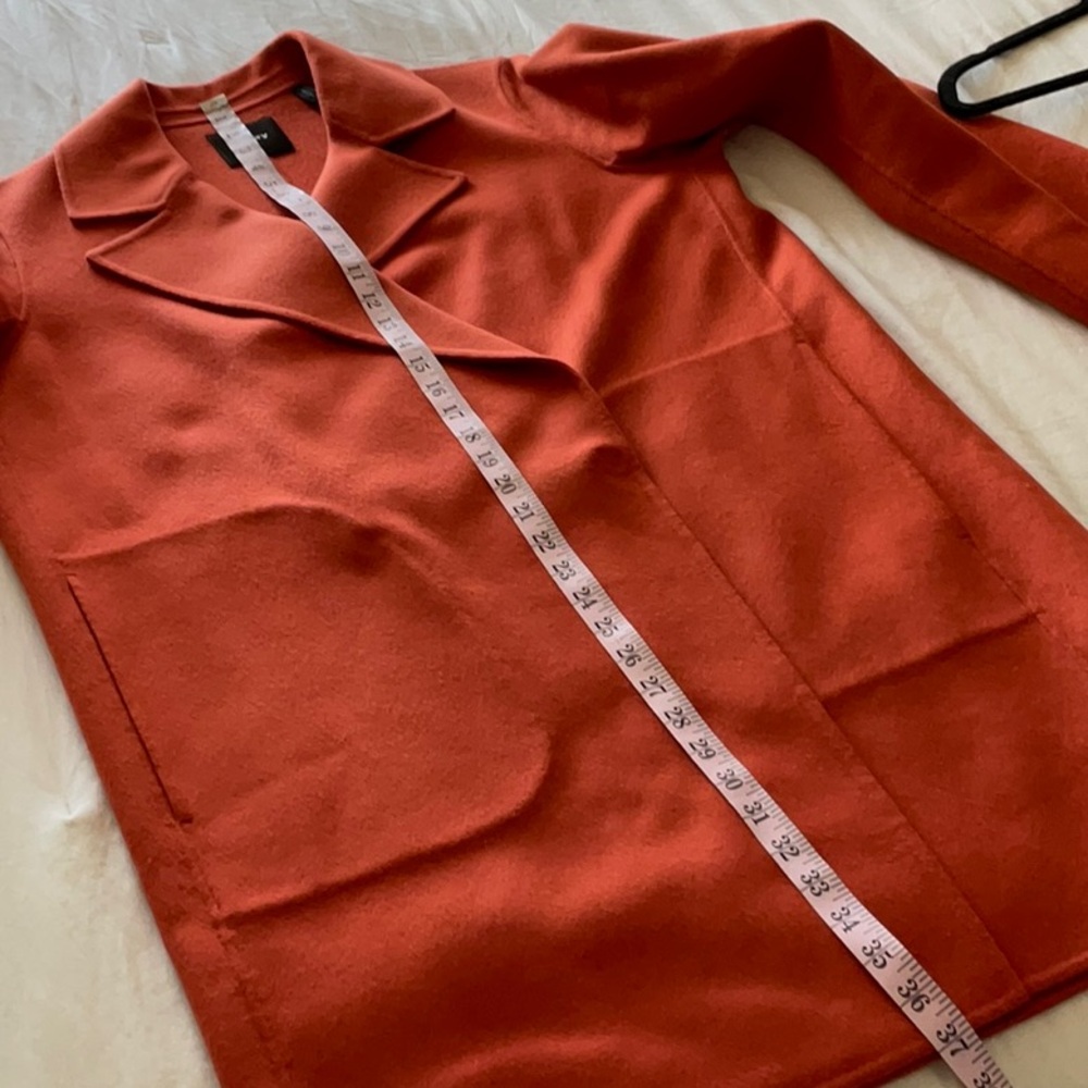 THEORY BOY COAT women’s color Burn Orange Trench Coat LUXE NEW DIVINE size M - Picture 11 of 16